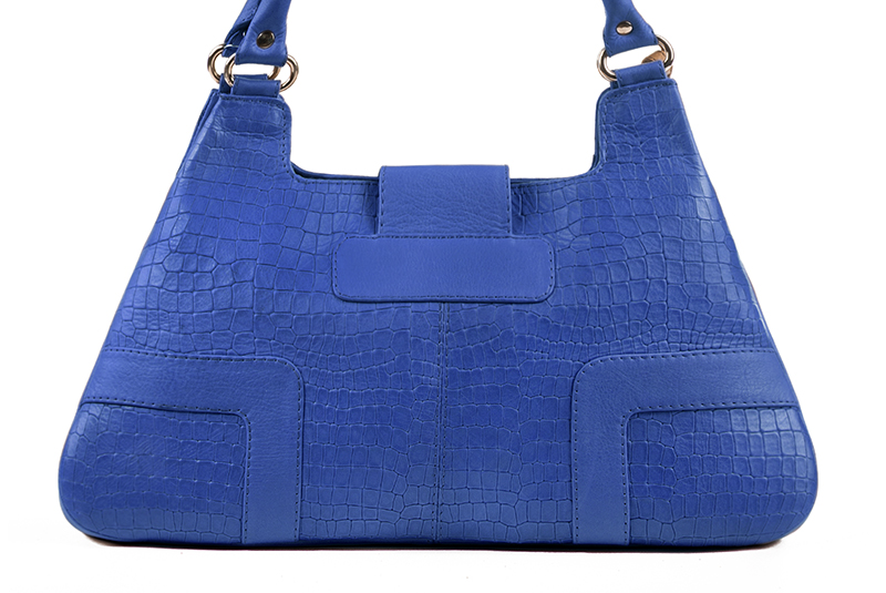 Electric blue women's dress handbag, matching pumps and belts. Rear view - Florence KOOIJMAN